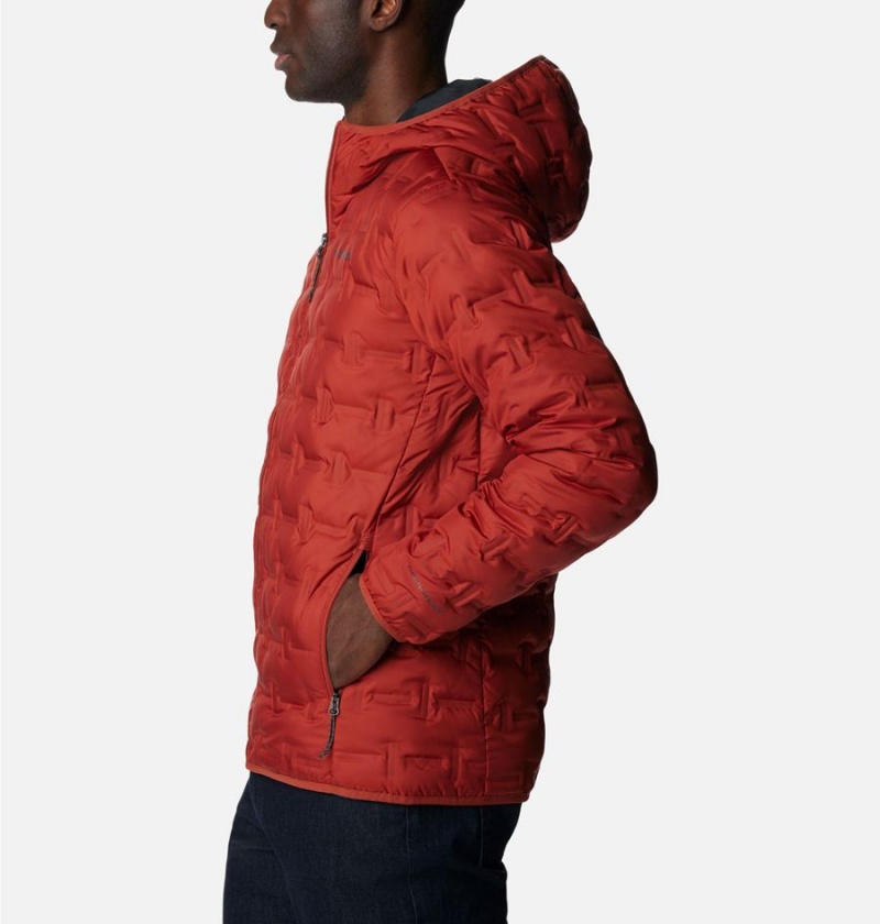 Columbia Delta Ridge Hooded Insulated Men's Puffer Jacket Red | WAVKUS-693