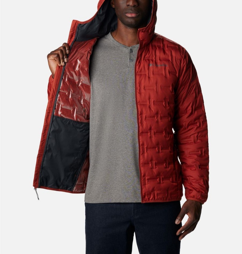 Columbia Delta Ridge Hooded Insulated Men's Puffer Jacket Red | WAVKUS-693