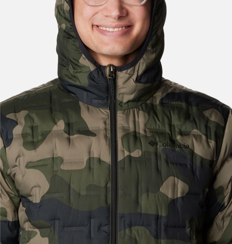 Columbia Delta Ridge Hooded Insulated Men's Puffer Jacket Green | XVIBOD-076