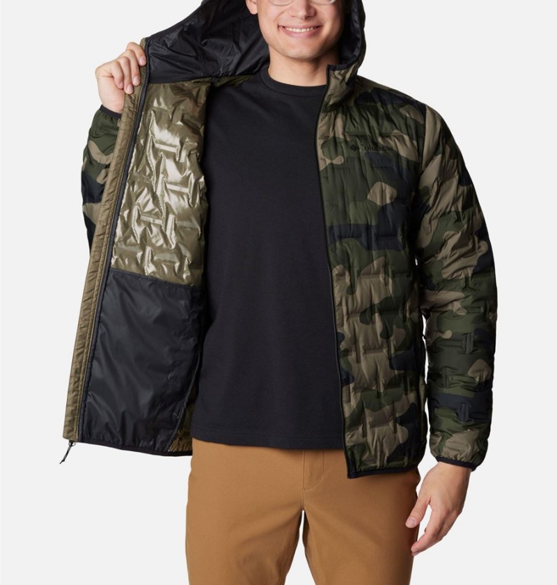 Columbia Delta Ridge Hooded Insulated Men's Puffer Jacket Green | XVIBOD-076