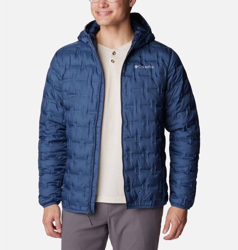 Columbia Delta Ridge Hooded Insulated Men's Puffer Jacket Blue | NKJOTI-381