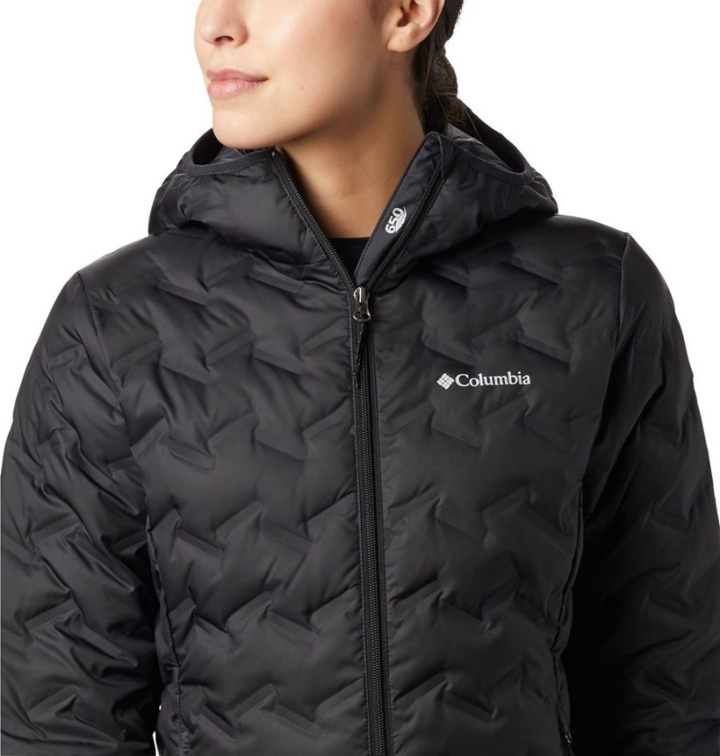 Columbia Delta Ridge Hooded Women's Puffer Jacket Black | BFEWXT-140