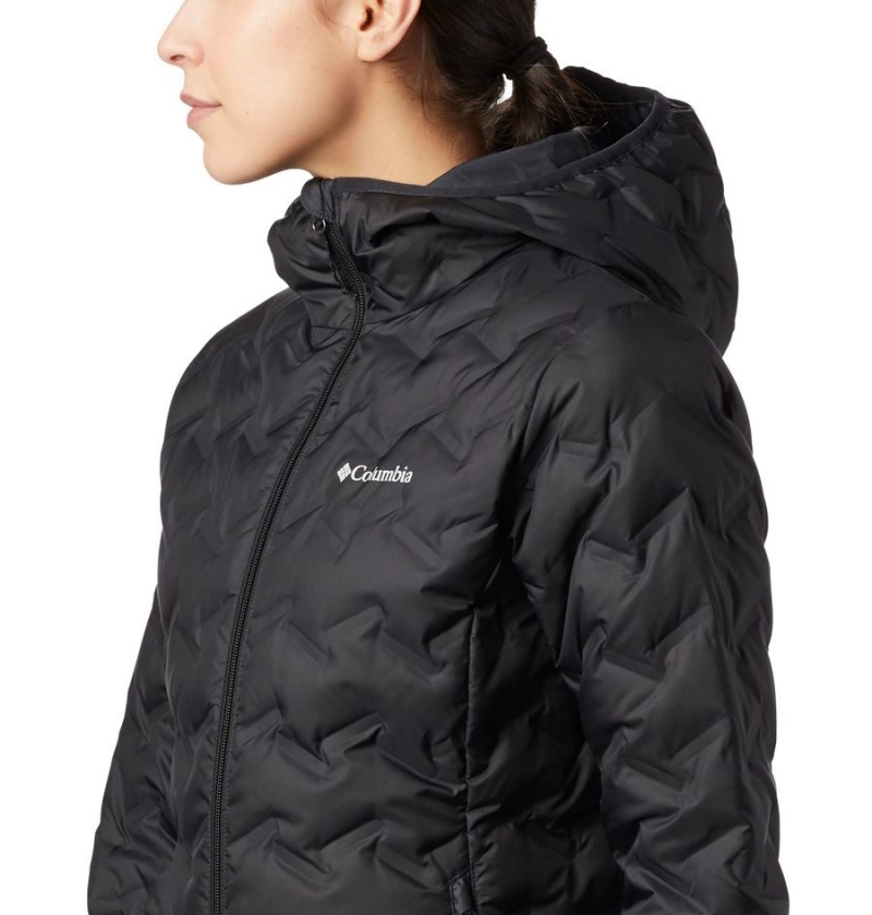 Columbia Delta Ridge Hooded Women's Puffer Jacket Black | BFEWXT-140