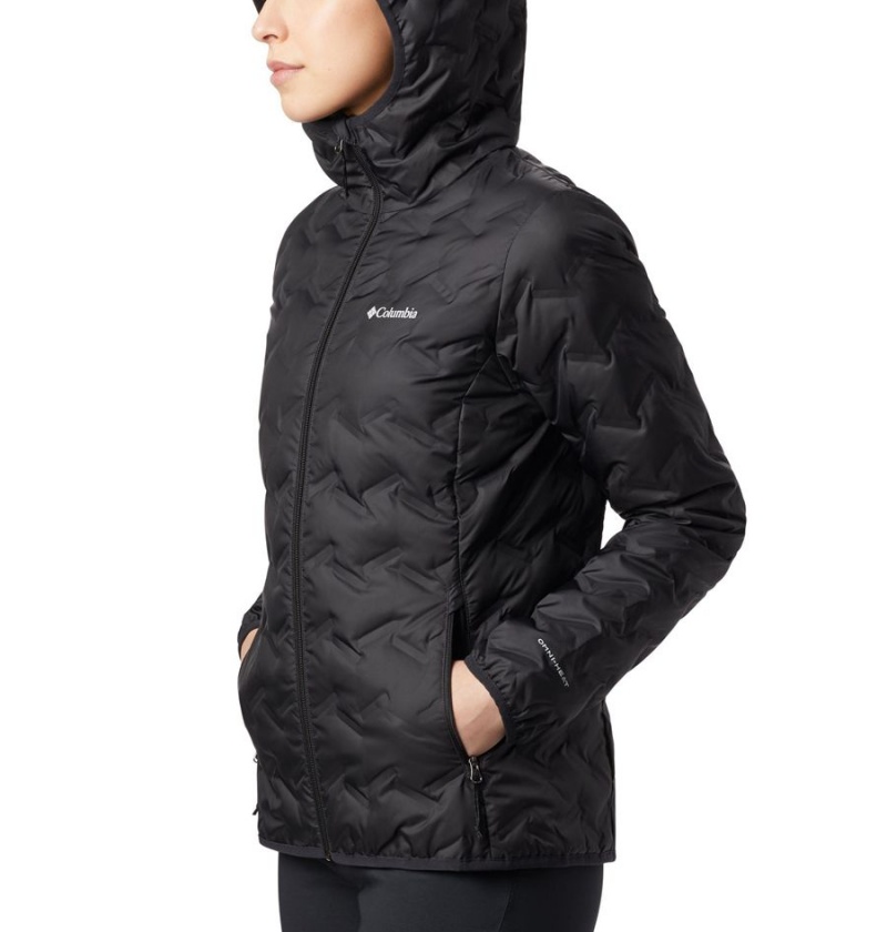 Columbia Delta Ridge Hooded Women's Puffer Jacket Black | BFEWXT-140