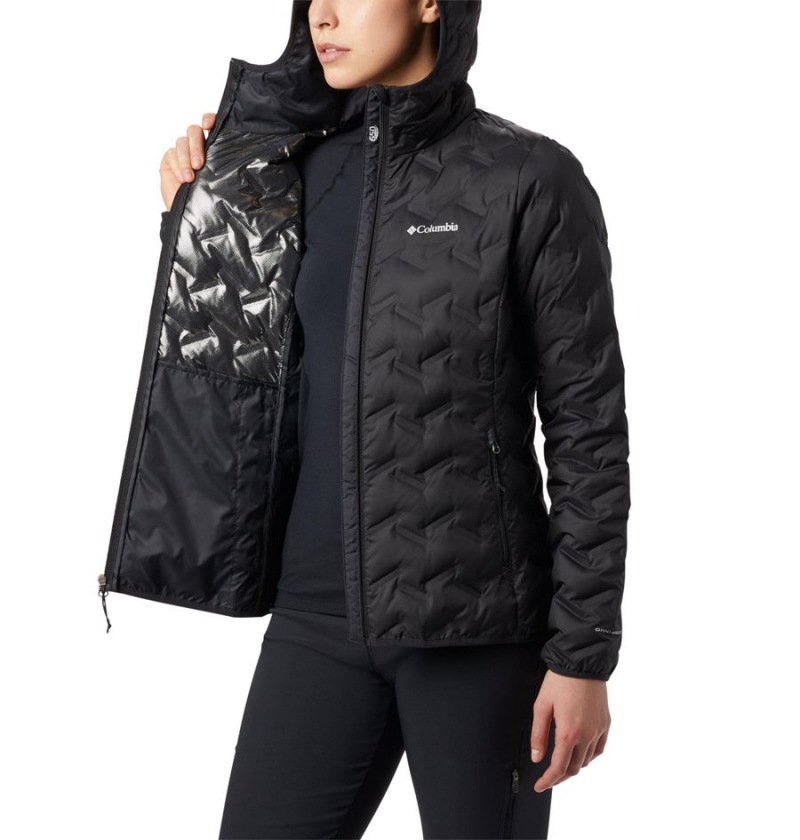 Columbia Delta Ridge Hooded Women's Puffer Jacket Black | BFEWXT-140