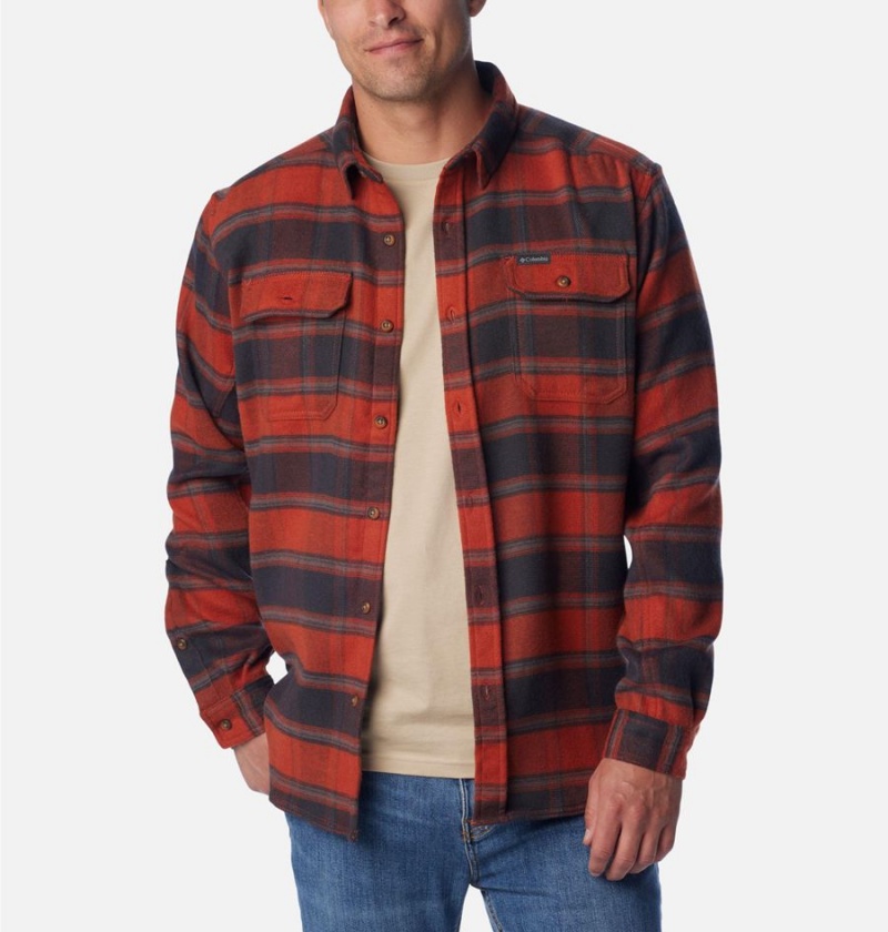 Columbia Deschutes River Heavyweight Flannel Men's Shirt Red | KGIDQF-495