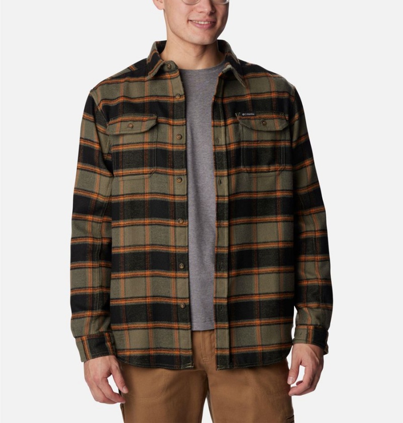 Columbia Deschutes River Heavyweight Flannel Men's Shirt Green | IJXQPZ-142