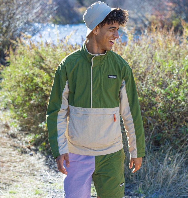 Columbia Deschutes Valley Wind Shell Jacket Men's Windbreaker Khaki | PKOVYE-258