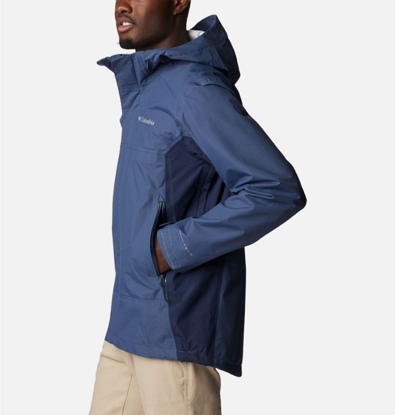 Columbia Discovery Point Shell Men's Rain Jacket Blue | DJSIEW-487