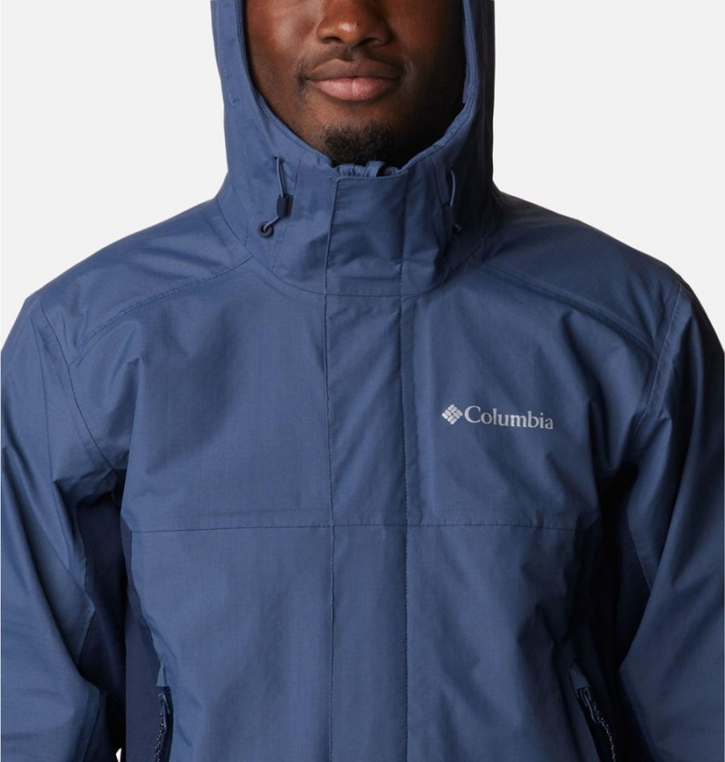 Columbia Discovery Point Shell Men's Rain Jacket Blue | DJSIEW-487