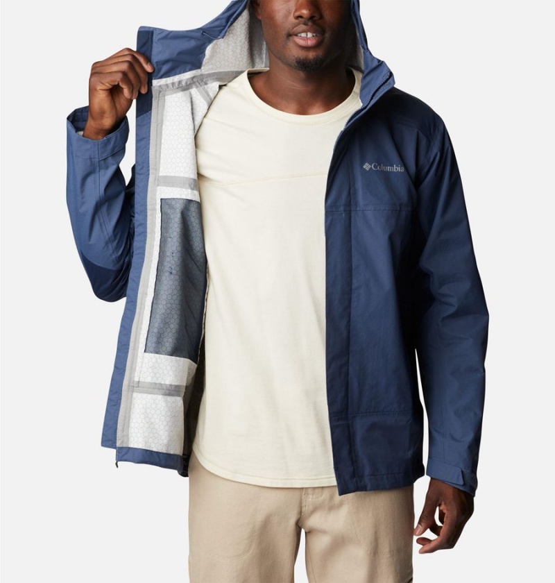 Columbia Discovery Point Shell Men's Rain Jacket Blue | DJSIEW-487