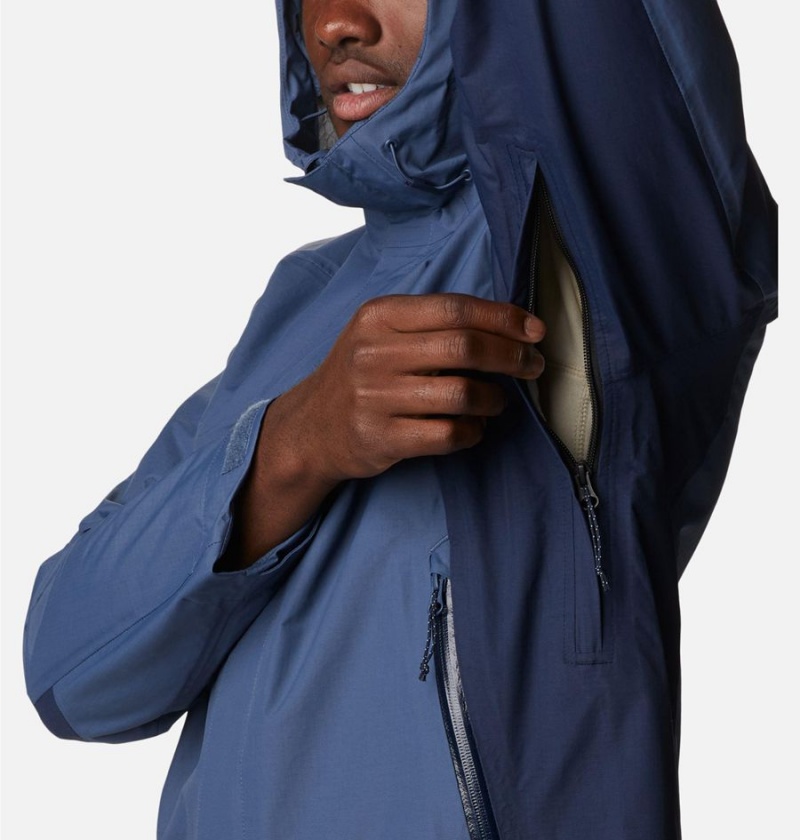 Columbia Discovery Point Shell Men's Rain Jacket Blue | DJSIEW-487
