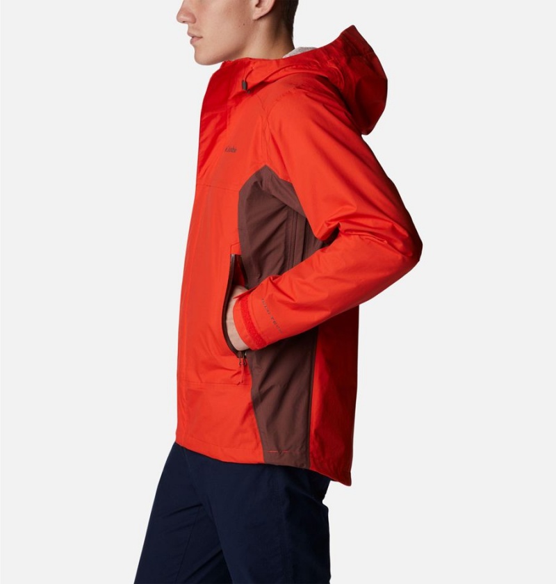 Columbia Discovery Point Shell Men's Rain Jacket Red | ZGMYDF-714