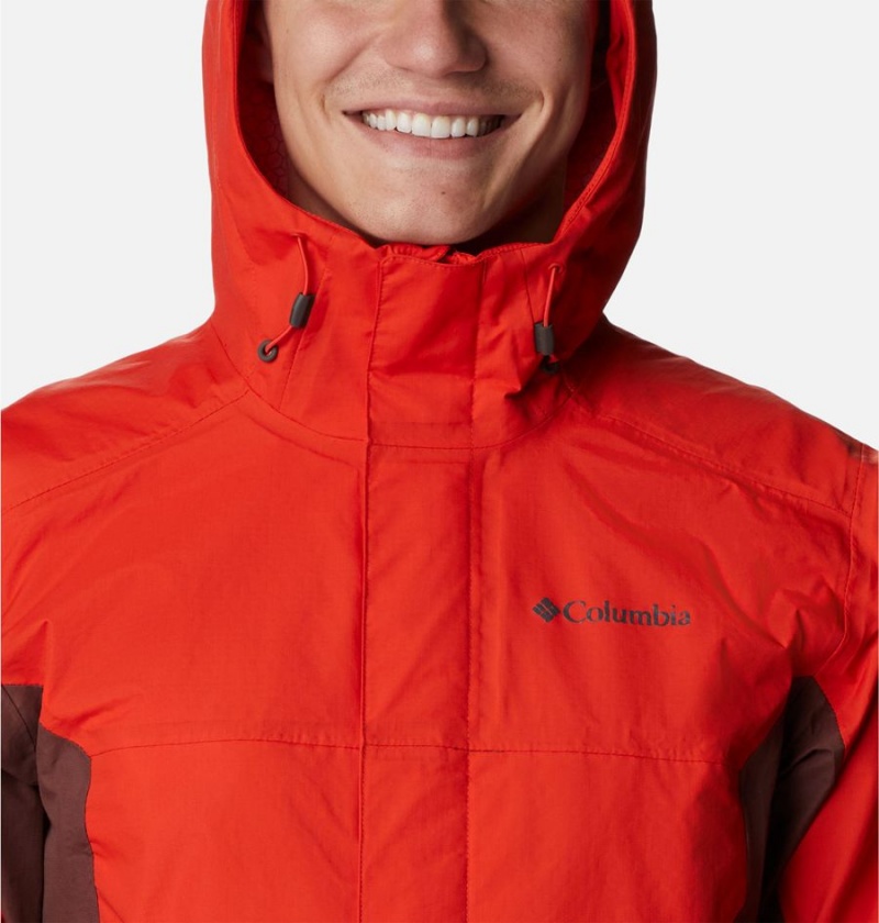 Columbia Discovery Point Shell Men's Rain Jacket Red | ZGMYDF-714