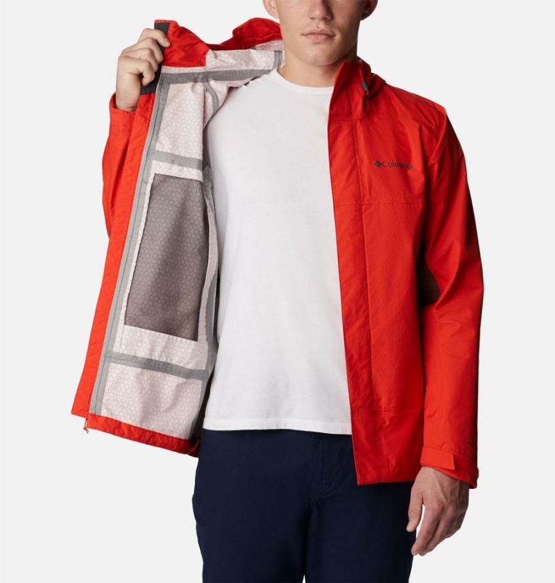 Columbia Discovery Point Shell Men's Rain Jacket Red | ZGMYDF-714