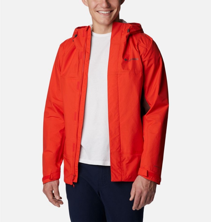 Columbia Discovery Point Shell Men's Rain Jacket Red | ZGMYDF-714