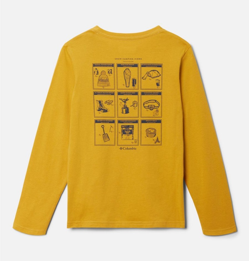 Columbia Dobson Pass Long Sleeve Graphic Kids' T-Shirt Yellow | FRVJXW-836