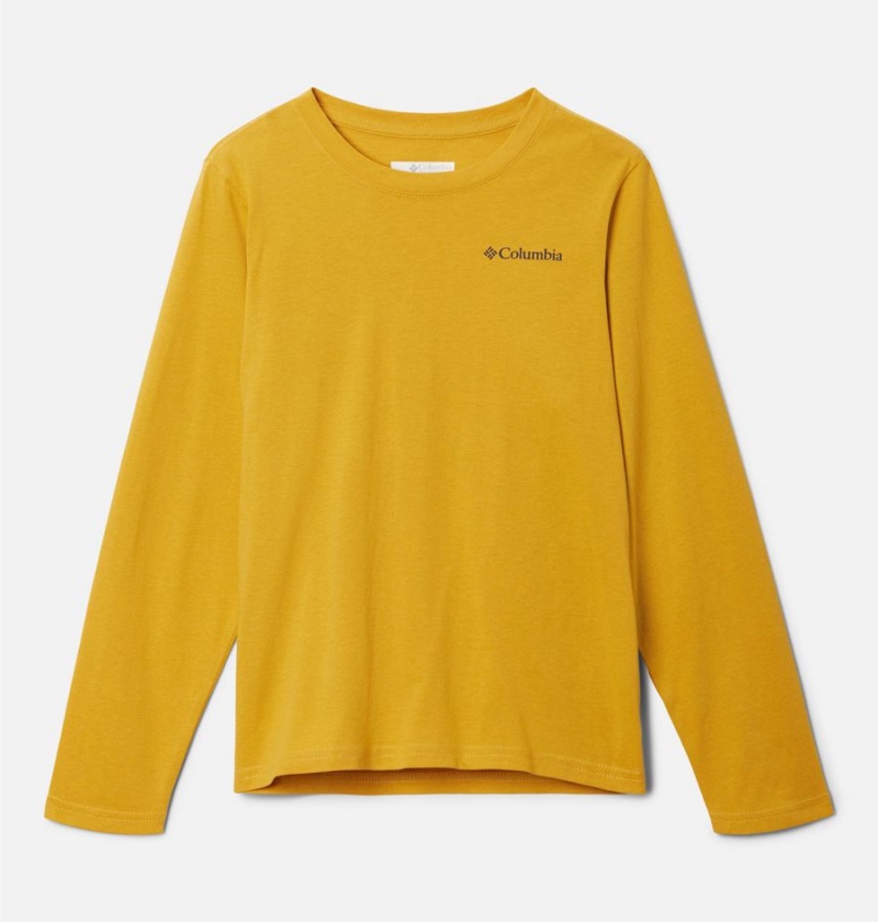 Columbia Dobson Pass Long Sleeve Graphic Kids\' T-Shirt Yellow | FRVJXW-836