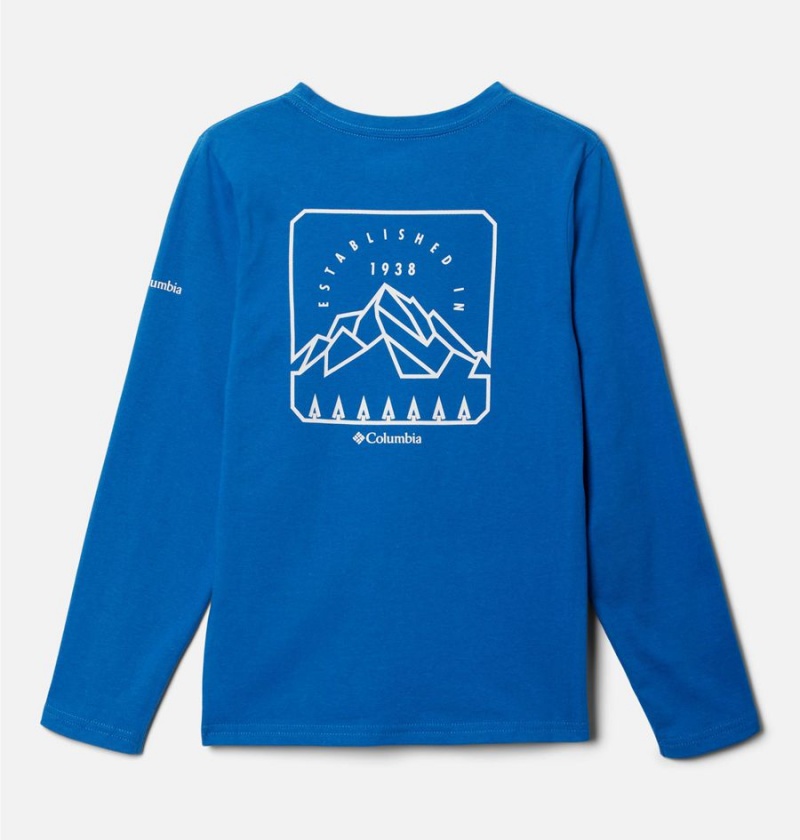 Columbia Dobson Pass Long Sleeve Graphic Kids' T-Shirt Blue | CFJBOW-608