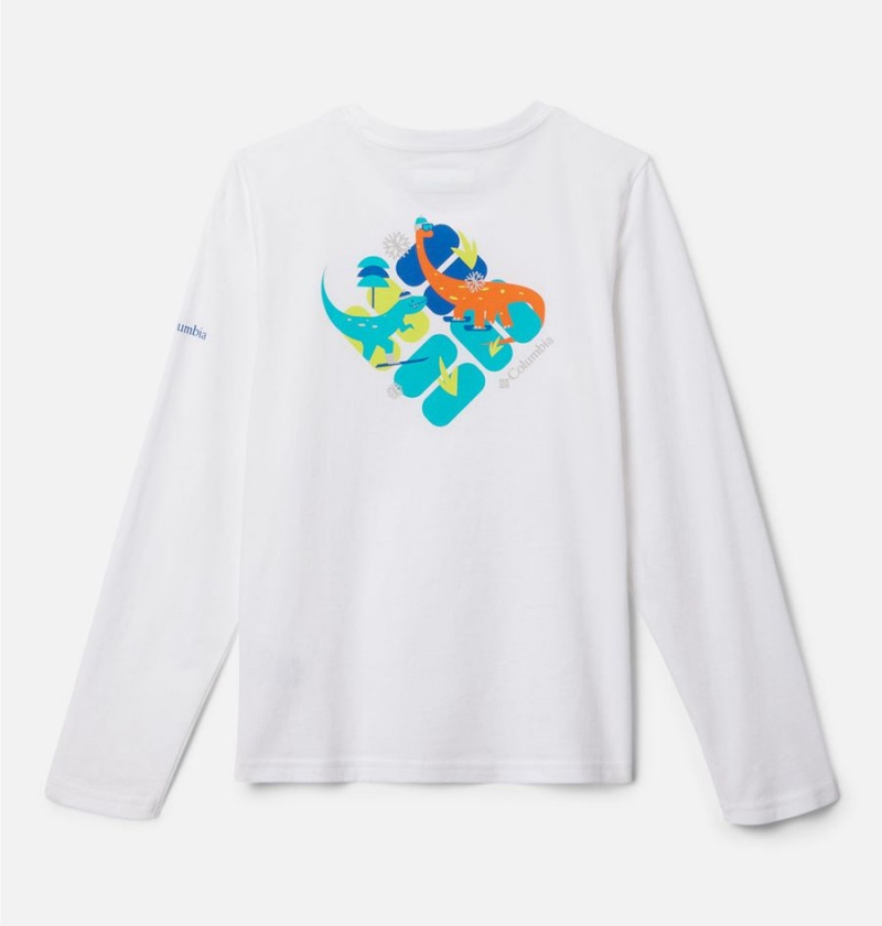 Columbia Dobson Pass Long Sleeve Graphic Kids' T-Shirt White | SEAXKB-391