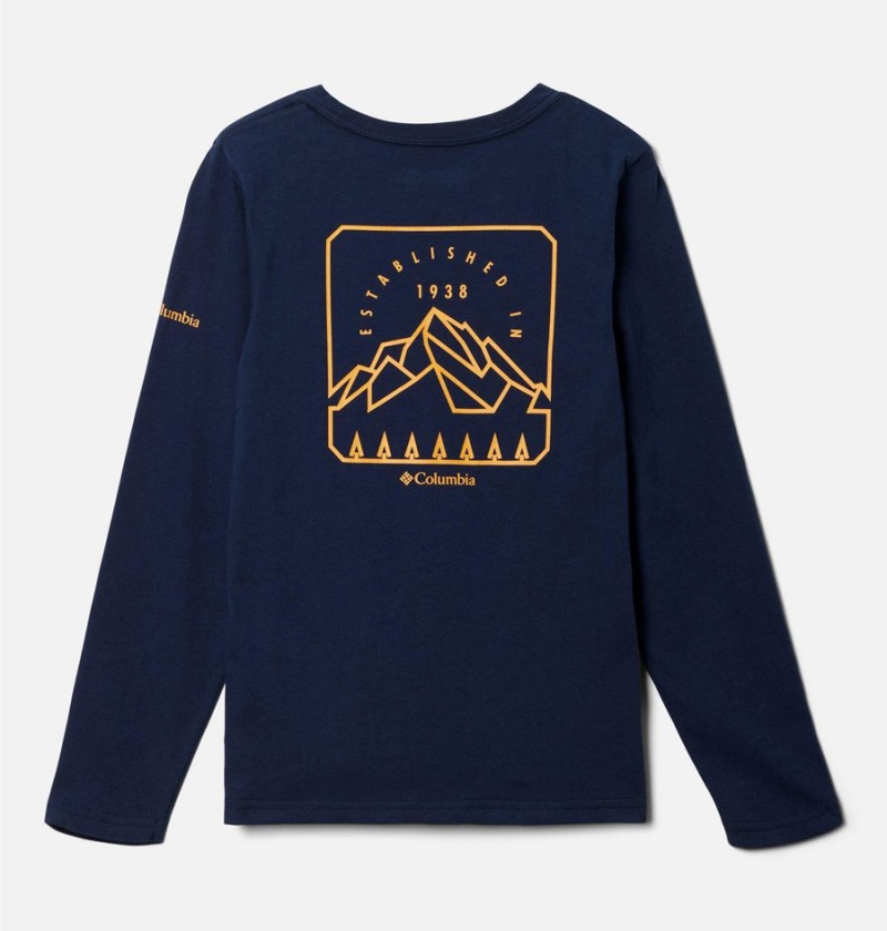 Columbia Dobson Pass Long Sleeve Graphic Kids' T-Shirt Navy | GZDWJO-046