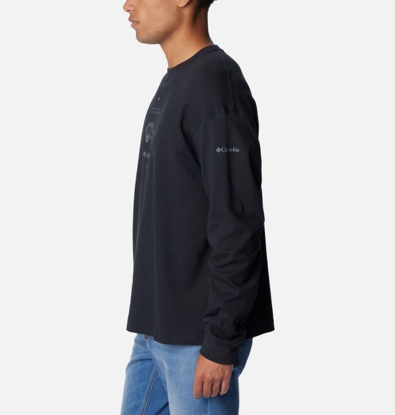Columbia Duxbery Relaxed Long Sleeve Men's T-Shirt Black | PURAVO-783