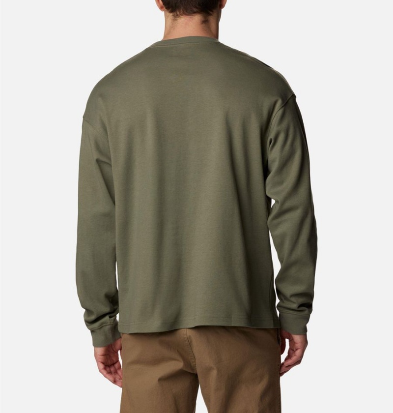 Columbia Duxbery Relaxed Long Sleeve Men's T-Shirt Green | UYQKWL-024