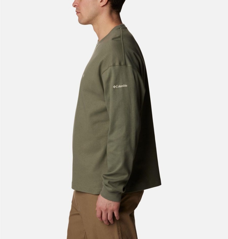 Columbia Duxbery Relaxed Long Sleeve Men's T-Shirt Green | UYQKWL-024