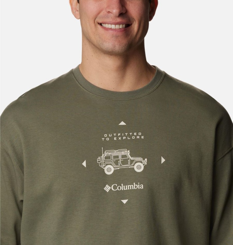Columbia Duxbery Relaxed Long Sleeve Men's T-Shirt Green | UYQKWL-024