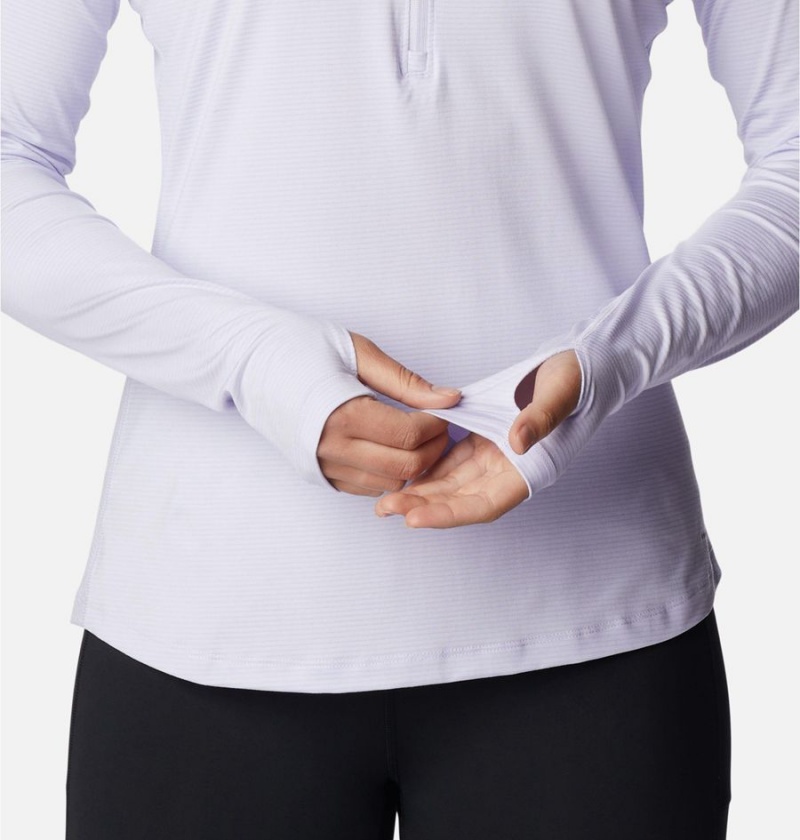 Columbia Endless Trail Half Zip Mesh Long Sleeve Women's Pullover Purple | CJHMVY-519
