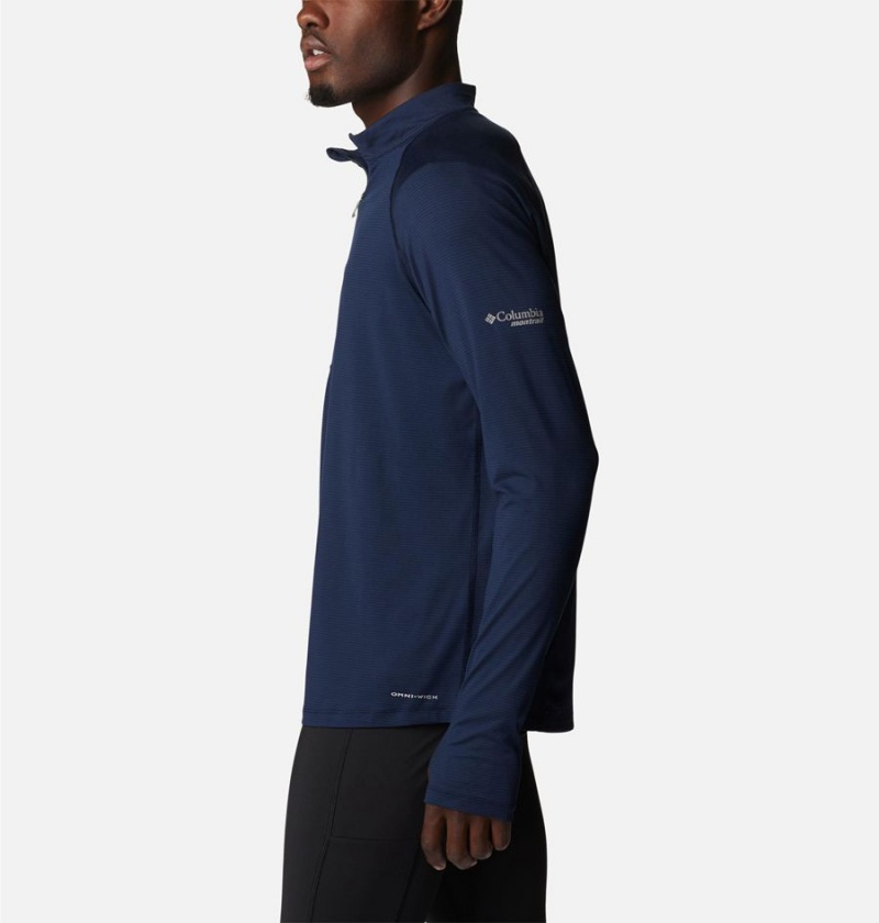 Columbia Endless Trail Half Zip Mesh Long Sleeve Men's T-Shirt Navy | WTKZHV-614