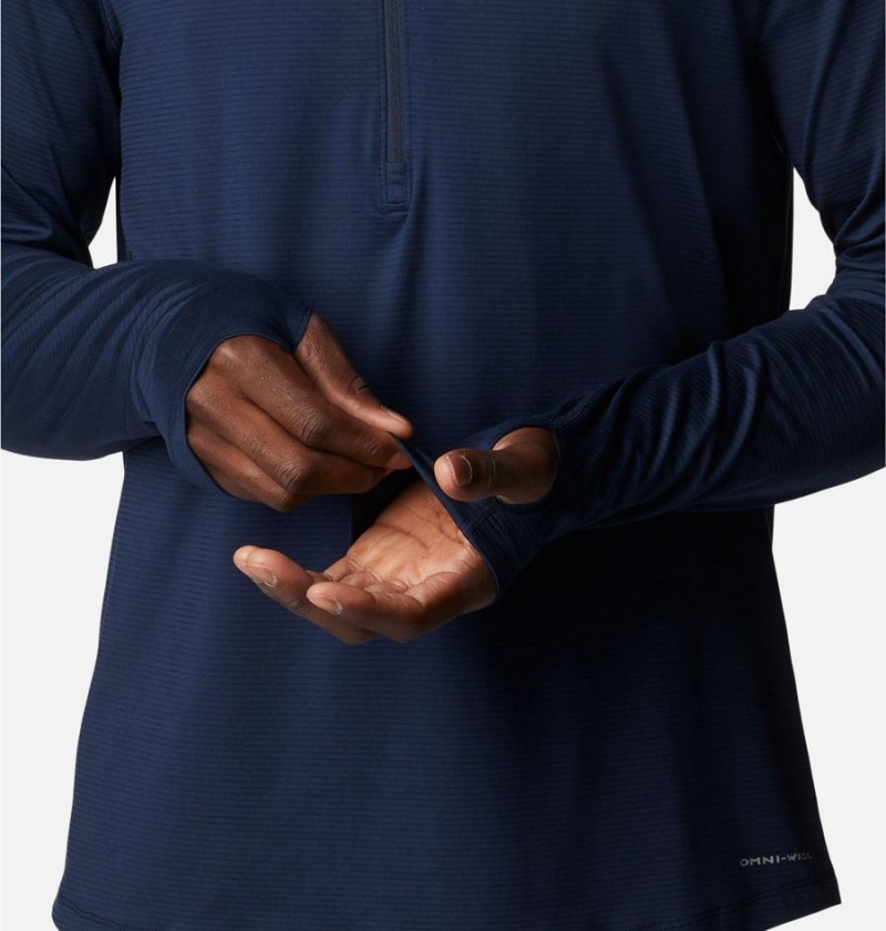 Columbia Endless Trail Half Zip Mesh Long Sleeve Men's T-Shirt Navy | WTKZHV-614