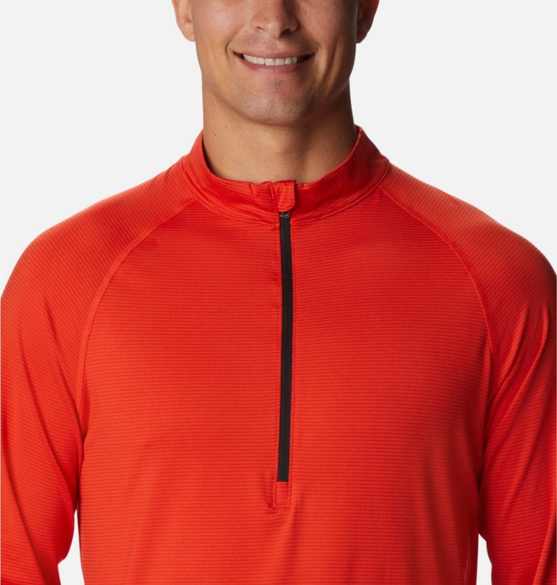 Columbia Endless Trail Half Zip Mesh Long Sleeve Men's T-Shirt Red | JCRVKW-439