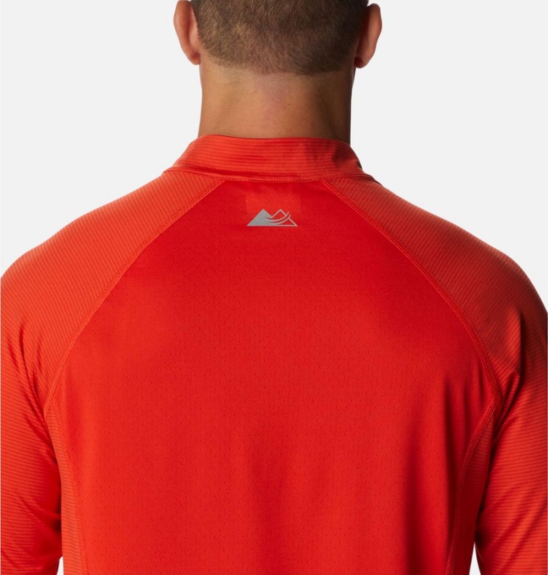Columbia Endless Trail Half Zip Mesh Long Sleeve Men's T-Shirt Red | JCRVKW-439