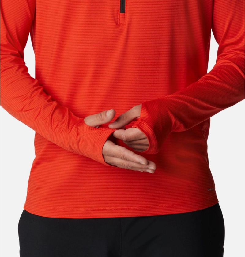 Columbia Endless Trail Half Zip Mesh Long Sleeve Men's T-Shirt Red | JCRVKW-439