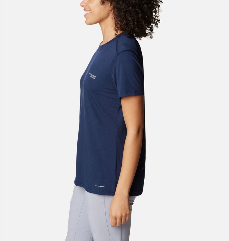 Columbia Endless Trail Running Tech Women's T-Shirt Navy | DNZQKS-238