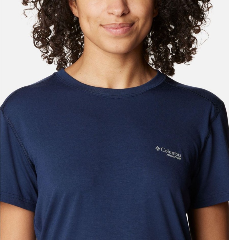 Columbia Endless Trail Running Tech Women's T-Shirt Navy | DNZQKS-238