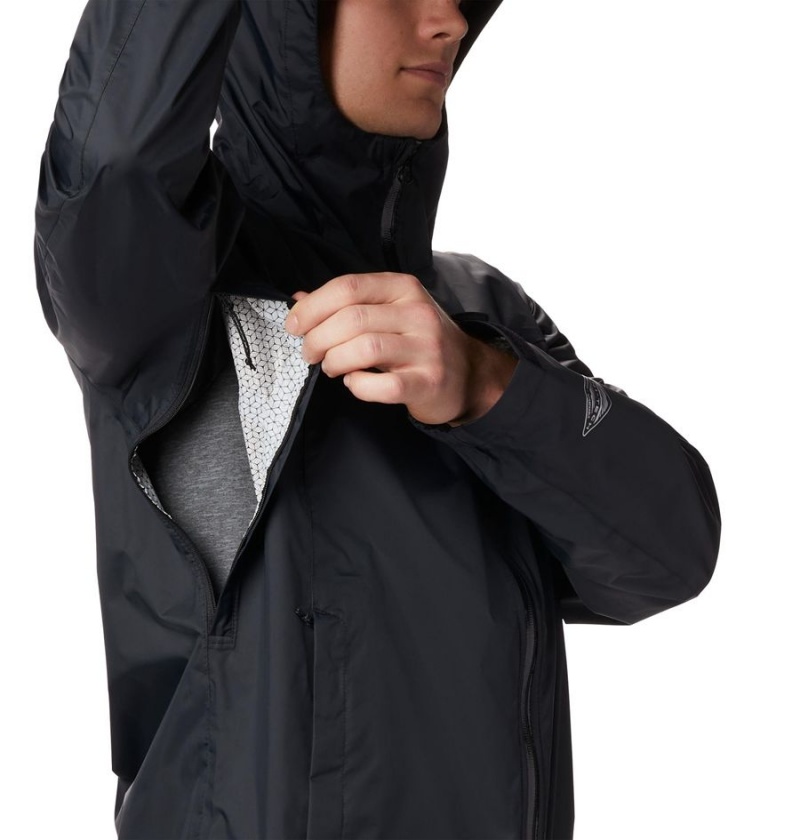 Columbia EvaPOURation Men's Rain Jacket Black | BNDHVQ-572