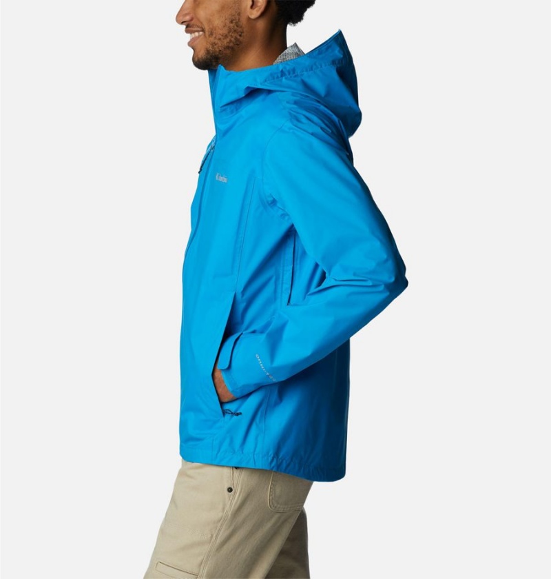 Columbia EvaPOURation Men's Rain Jacket Blue | YRSOND-340