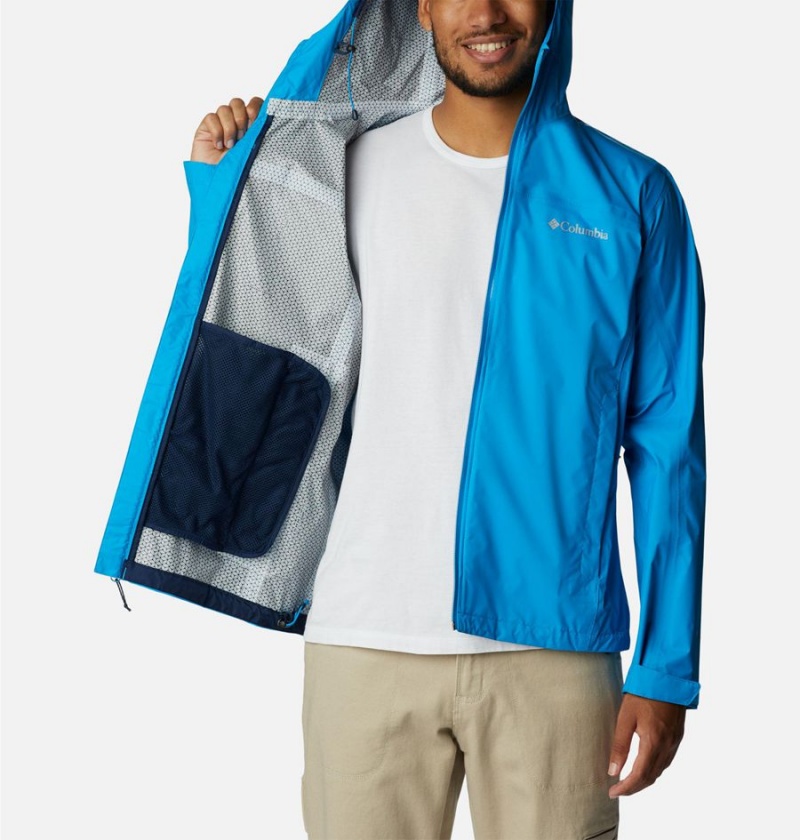 Columbia EvaPOURation Men's Rain Jacket Blue | YRSOND-340