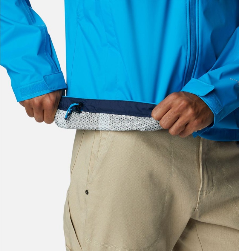 Columbia EvaPOURation Men's Rain Jacket Blue | YRSOND-340