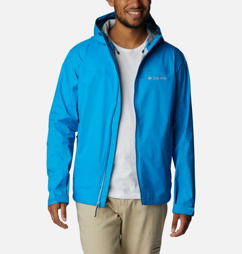 Columbia EvaPOURation Men\'s Rain Jacket Blue | YRSOND-340