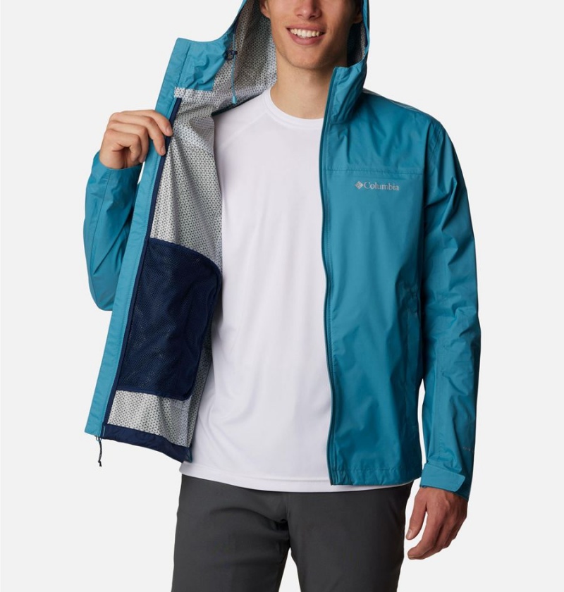 Columbia EvaPOURation Men's Rain Jacket Blue | BXSIPC-052