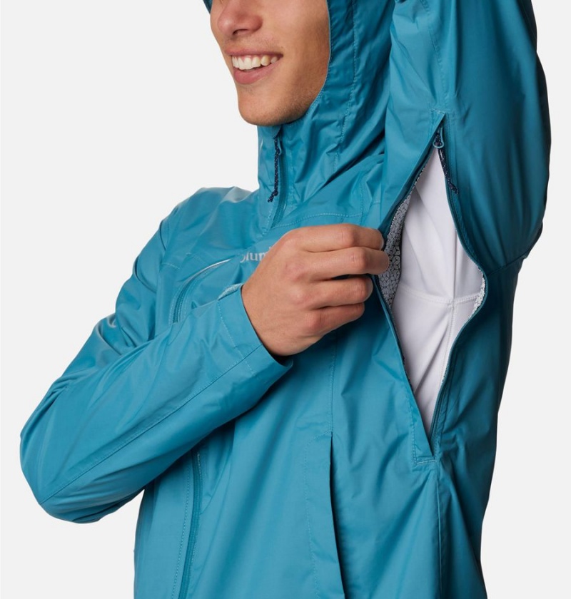 Columbia EvaPOURation Men's Rain Jacket Blue | BXSIPC-052
