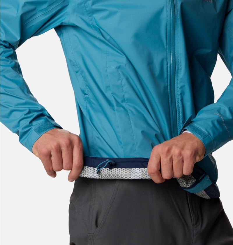 Columbia EvaPOURation Men's Rain Jacket Blue | BXSIPC-052