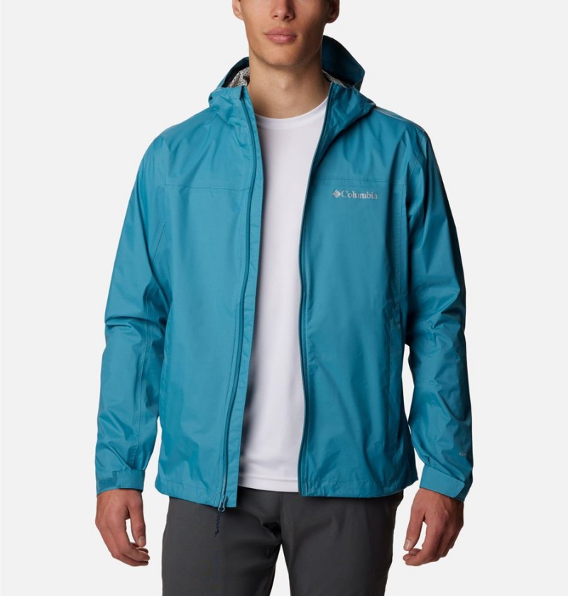 Columbia EvaPOURation Men's Rain Jacket Blue | BXSIPC-052