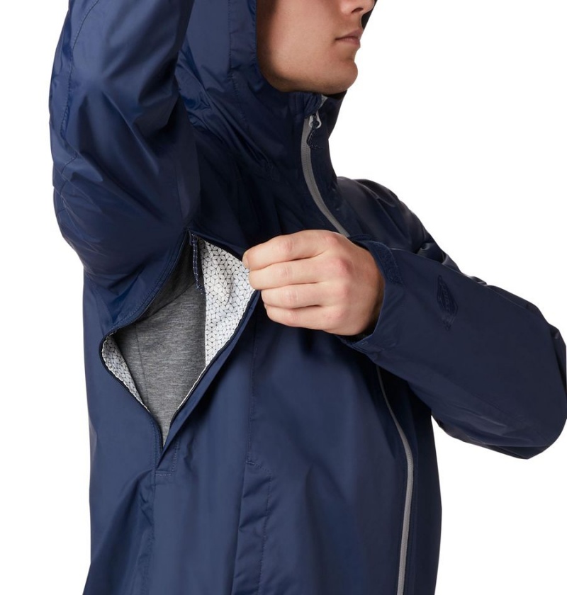 Columbia EvaPOURation Men's Rain Jacket Navy | YUJAHI-408