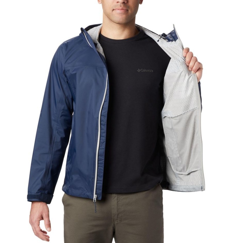 Columbia EvaPOURation Men's Rain Jacket Navy | YUJAHI-408