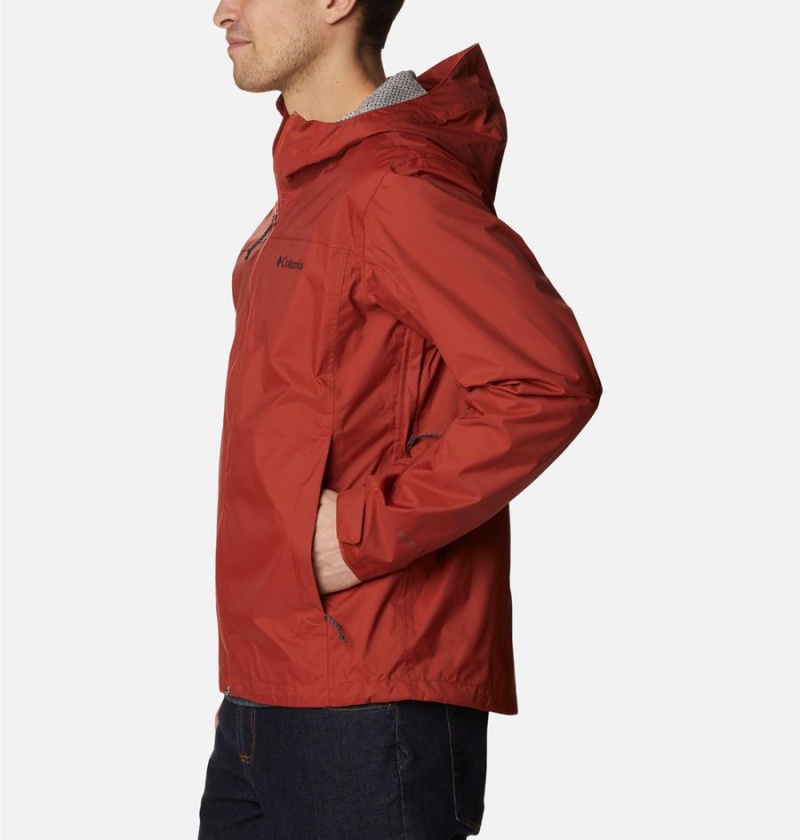 Columbia EvaPOURation Men's Rain Jacket Red | NFQWPE-284