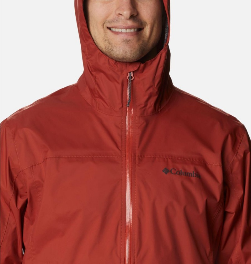 Columbia EvaPOURation Men's Rain Jacket Red | NFQWPE-284